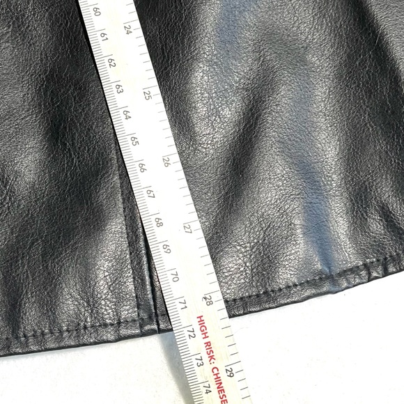 Black Pleather jacket by Weather Spirits used Black imitation Vegan Leather Coat - Picture 9 of 10